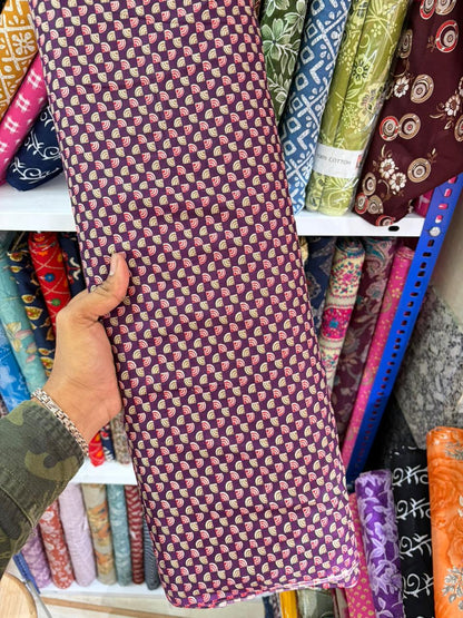 Pure 100% Cambric Cotton Printed Fabric – Soft & Elegant Ethnic Floral Design 44width