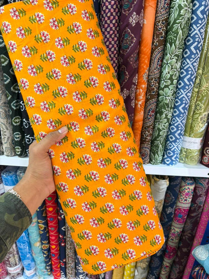 Pure 100% Cambric Cotton Printed Fabric – Soft & Elegant Ethnic Floral Design 44width