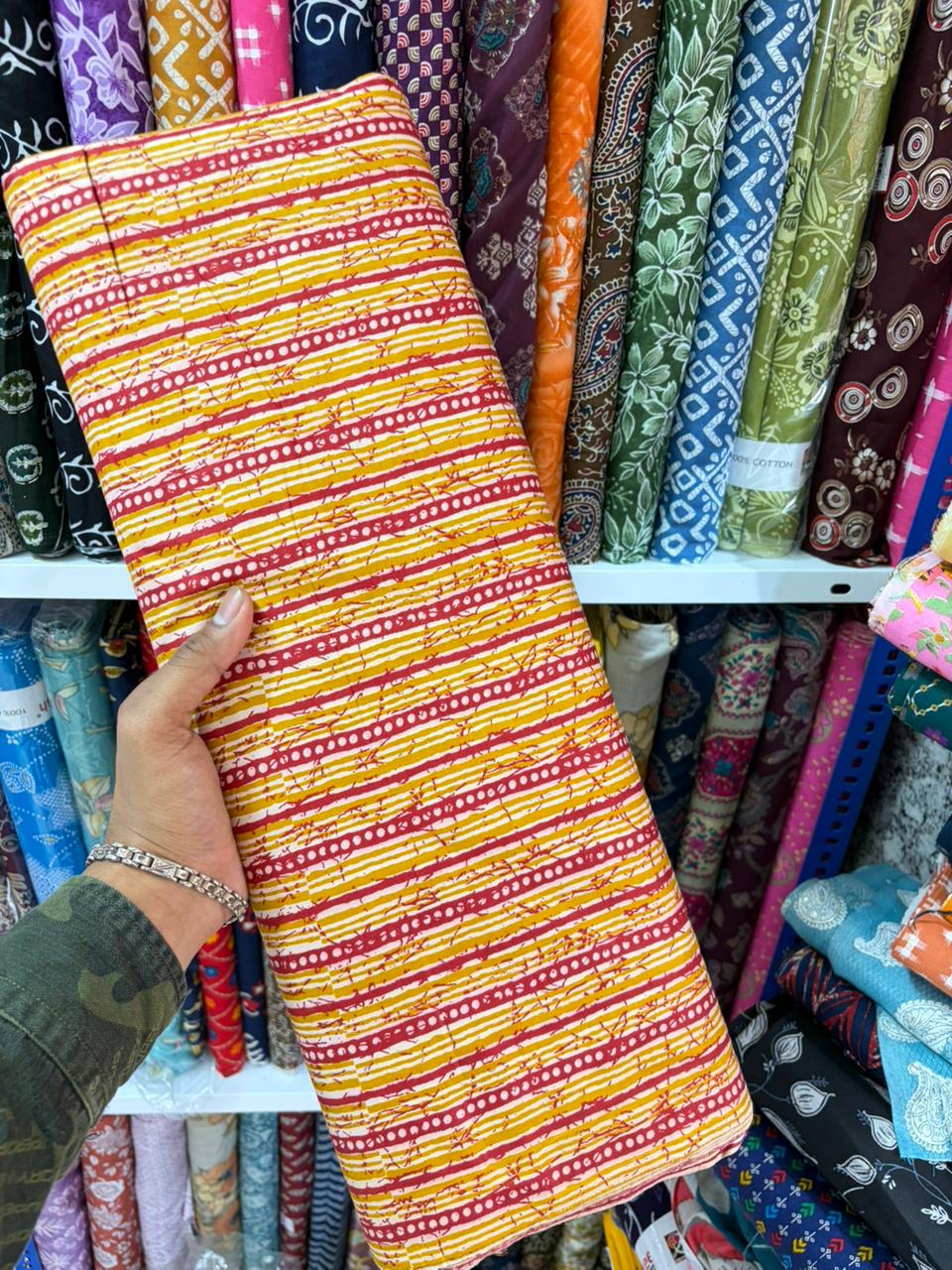 Pure 100% Cambric Cotton Printed Fabric – Soft & Elegant Ethnic Floral Design 44width