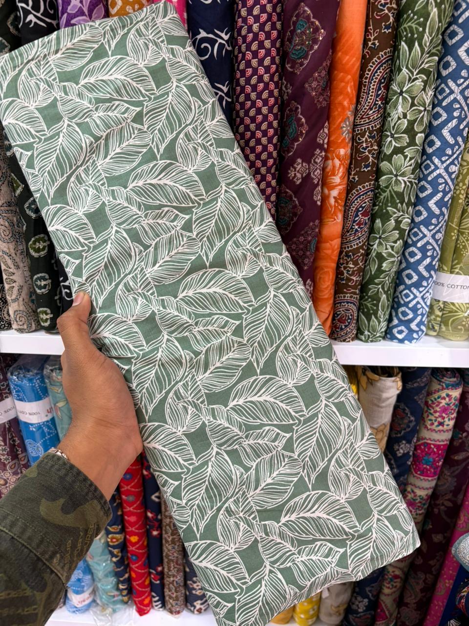 Pure 100% Cambric Cotton Printed Fabric – Soft & Elegant Ethnic Floral Design 44width