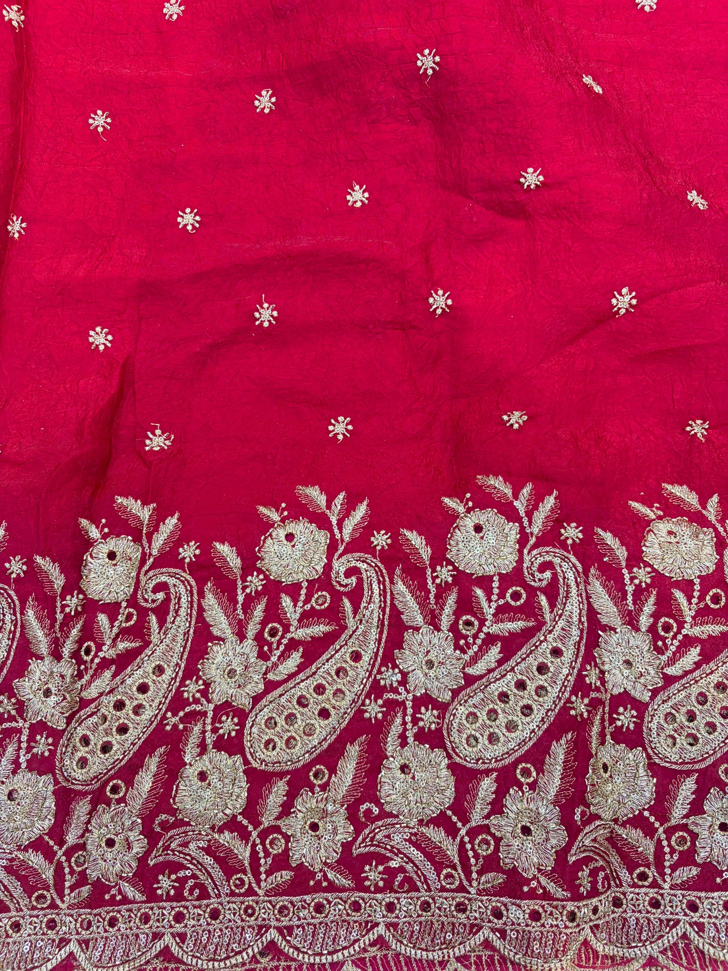Exclusive Pure Space Silk Beautiful Border With Beats Work Width 44 - Rani Pink