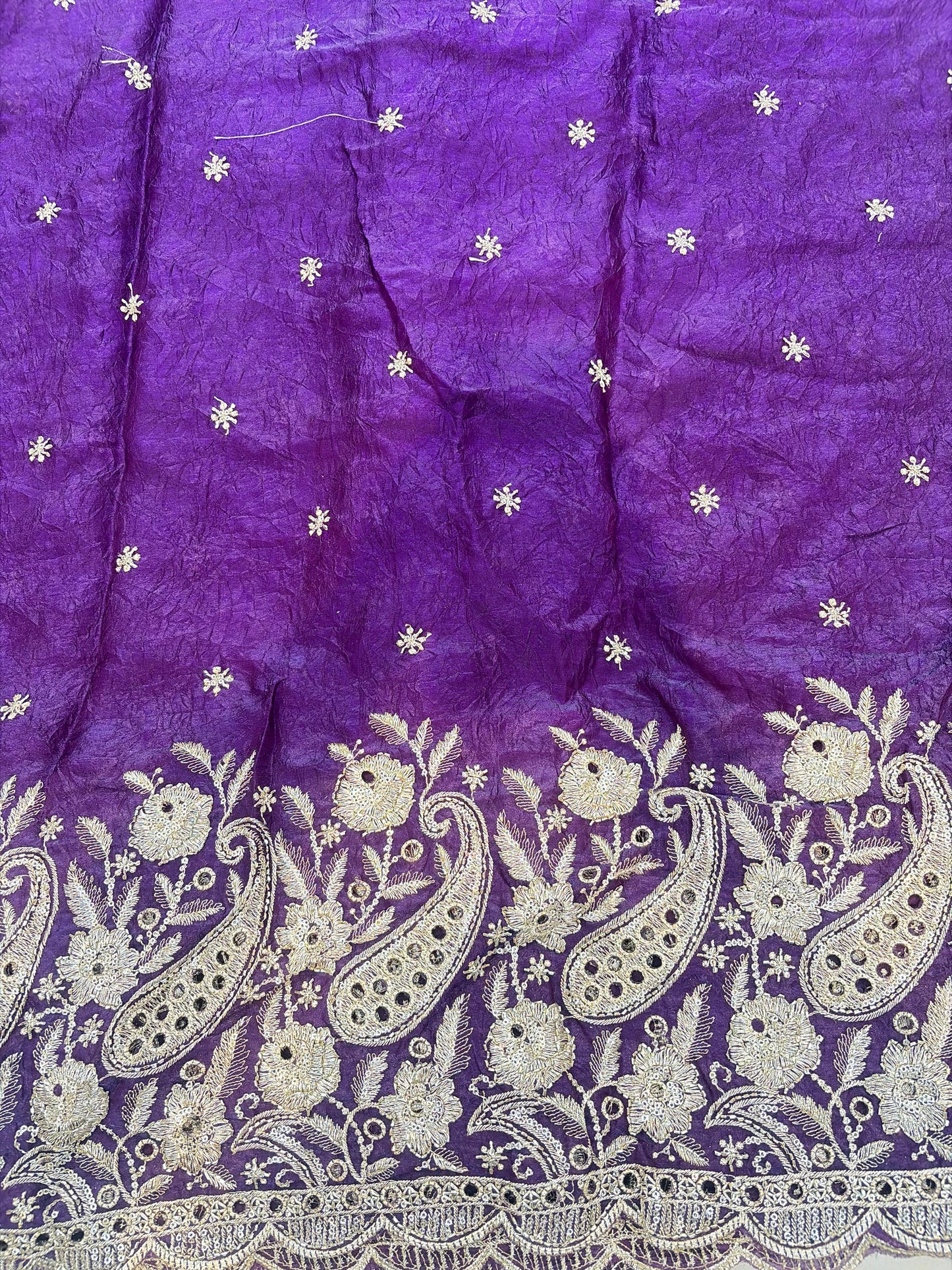 Exclusive Pure Space Silk Beautiful Border With Beats Work Width 44 - Deep Violet