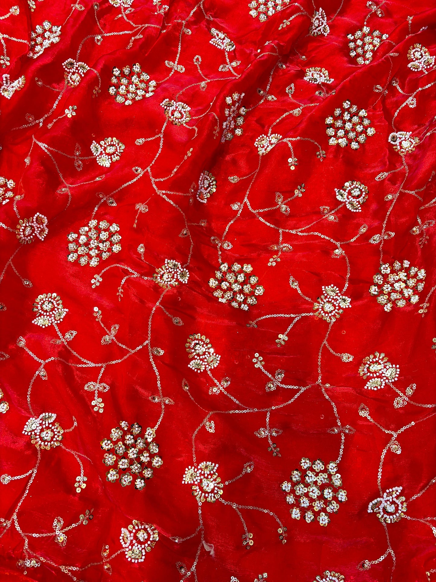 Royal Red Premium Space Silk All Over Hand Work Width44 Saree Lehenga