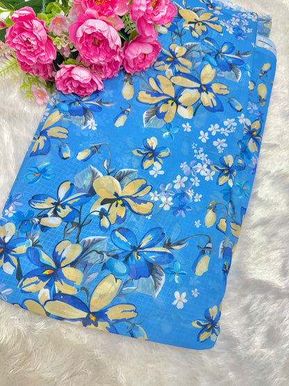 Georgette imprimée 100% douce 👗, tissu léger de 44-45 pouces de large, idéal pour les saris, les anarkalis et les robes 🥻