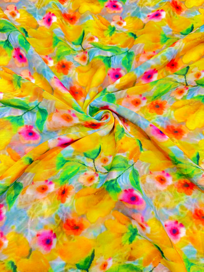 Georgette imprimée 100% douce 👗, tissu léger de 44-45 pouces de large, idéal pour les saris, les anarkalis et les robes 🥻