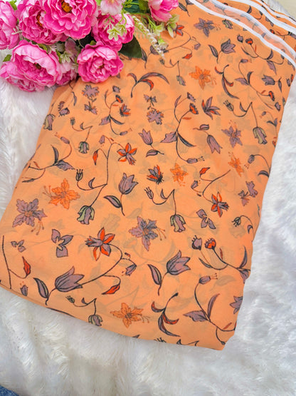Georgette imprimée 100% douce 👗, tissu léger de 44-45 pouces de large, idéal pour les saris, les anarkalis et les robes 🥻