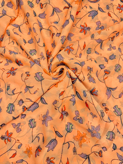 Georgette imprimée 100% douce 👗, tissu léger de 44-45 pouces de large, idéal pour les saris, les anarkalis et les robes 🥻