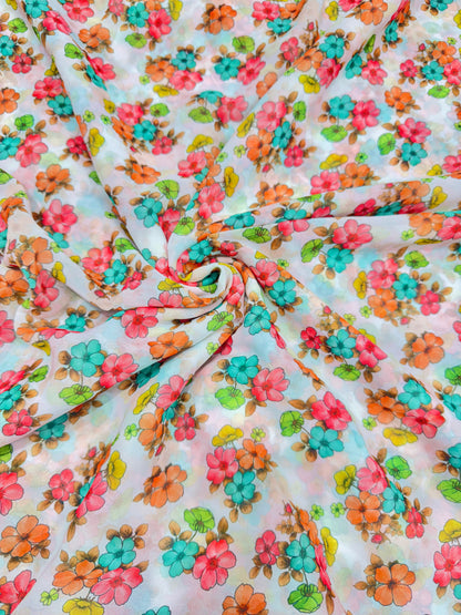 Georgette imprimée 100% douce 👗, tissu léger de 44-45 pouces de large, idéal pour les saris, les anarkalis et les robes 🥻