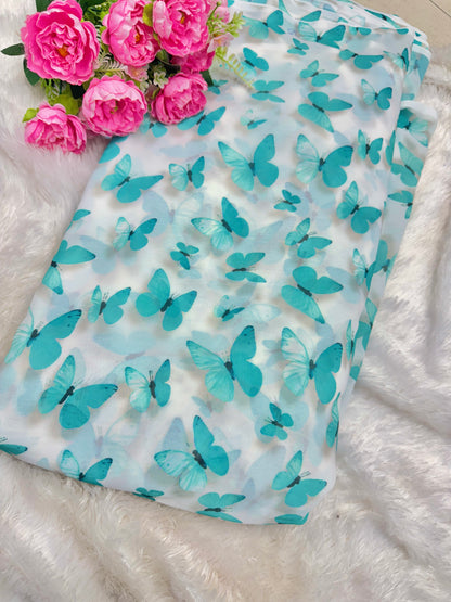 Georgette imprimée 100% douce 👗, tissu léger de 44-45 pouces de large, idéal pour les saris, les anarkalis et les robes 🥻