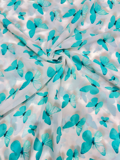 Georgette imprimée 100% douce 👗, tissu léger de 44-45 pouces de large, idéal pour les saris, les anarkalis et les robes 🥻