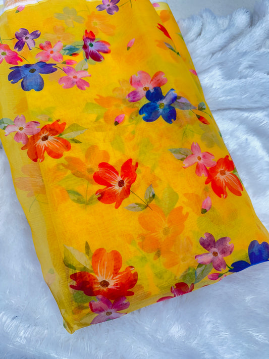 🥰Printed organza fabric 👗features a delicate floral print in a beautiful 🥹 44inch width