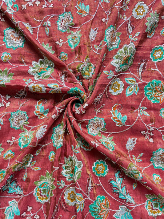 Pure viscouse tissue zari work 44inch width