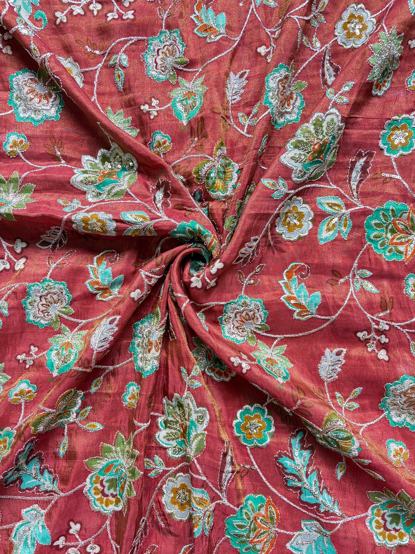 Pure viscouse tissue zari work 44inch width