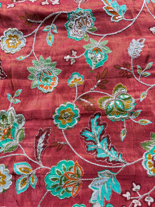 Pure viscouse tissue zari work 44inch width