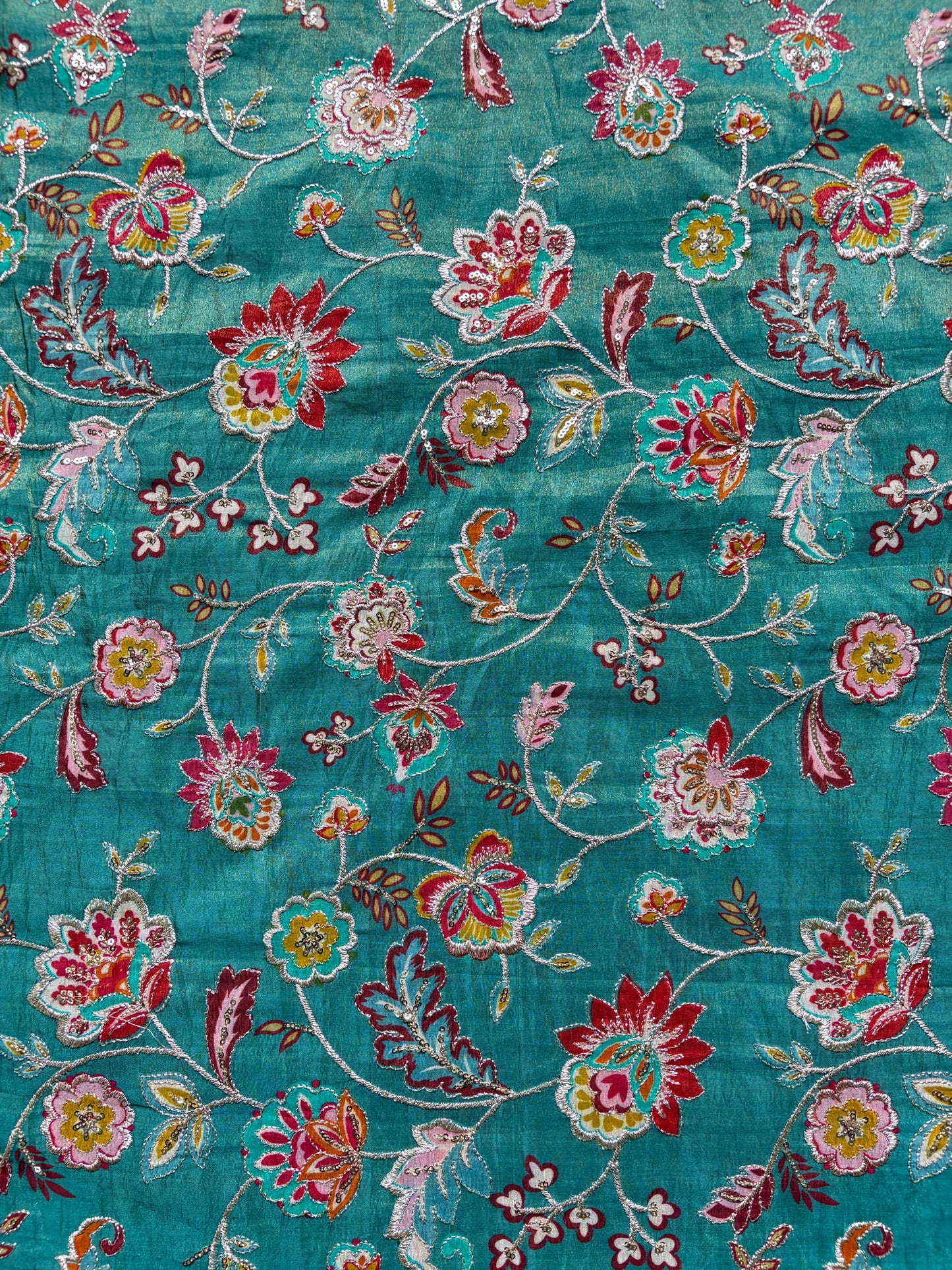 Pure viscouse tissue zari work 44inch width