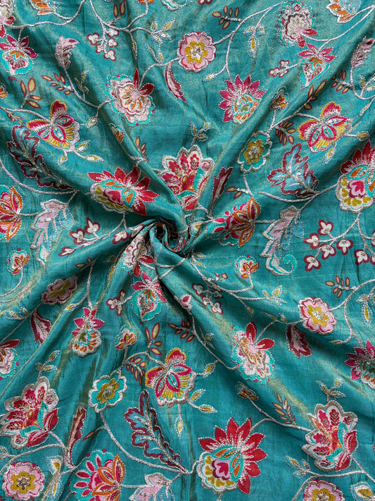 Pure viscouse tissue zari work 44inch width