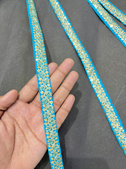 Fancy Embroidered Zari Lace Border for Saree, Dupatta, Lehenga, Dress & Craft – Golden Work Lace Trim Roll (Multiple Colors, 9 Meter)