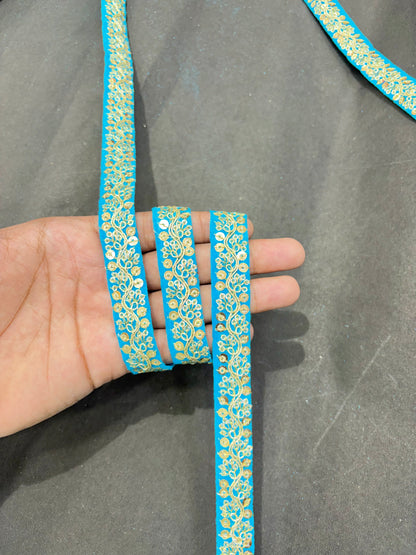 Fancy Embroidered Zari Lace Border for Saree, Dupatta, Lehenga, Dress & Craft – Golden Work Lace Trim Roll (Multiple Colors, 9 Meter)