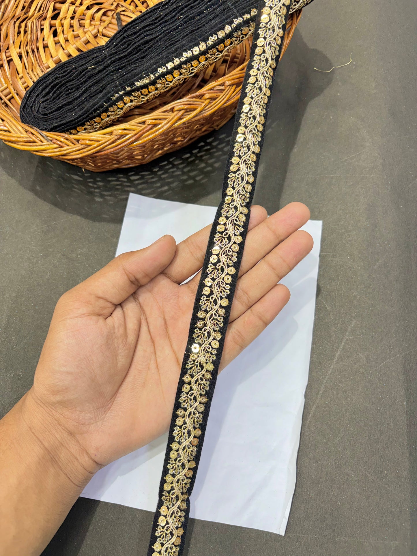 Fancy Embroidered Zari Lace Border for Saree, Dupatta, Lehenga, Dress & Craft – Golden Work Lace Trim Roll (Multiple Colors, 9 Meter)