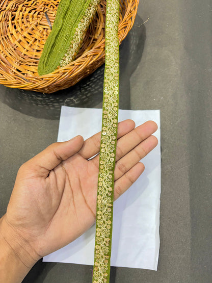 Fancy Embroidered Zari Lace Border for Saree, Dupatta, Lehenga, Dress & Craft – Golden Work Lace Trim Roll (Multiple Colors, 9 Meter)