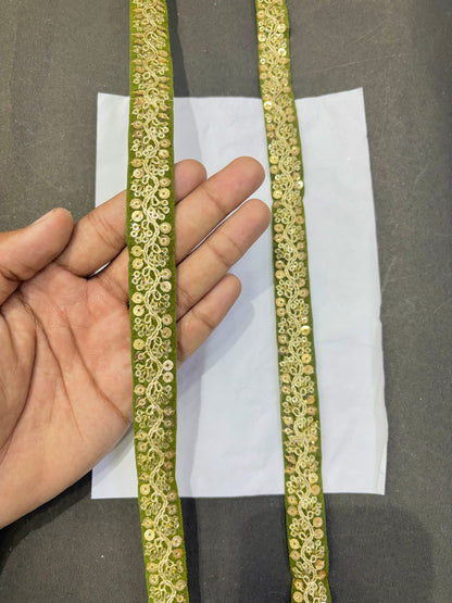 Fancy Embroidered Zari Lace Border for Saree, Dupatta, Lehenga, Dress & Craft – Golden Work Lace Trim Roll (Multiple Colors, 9 Meter)