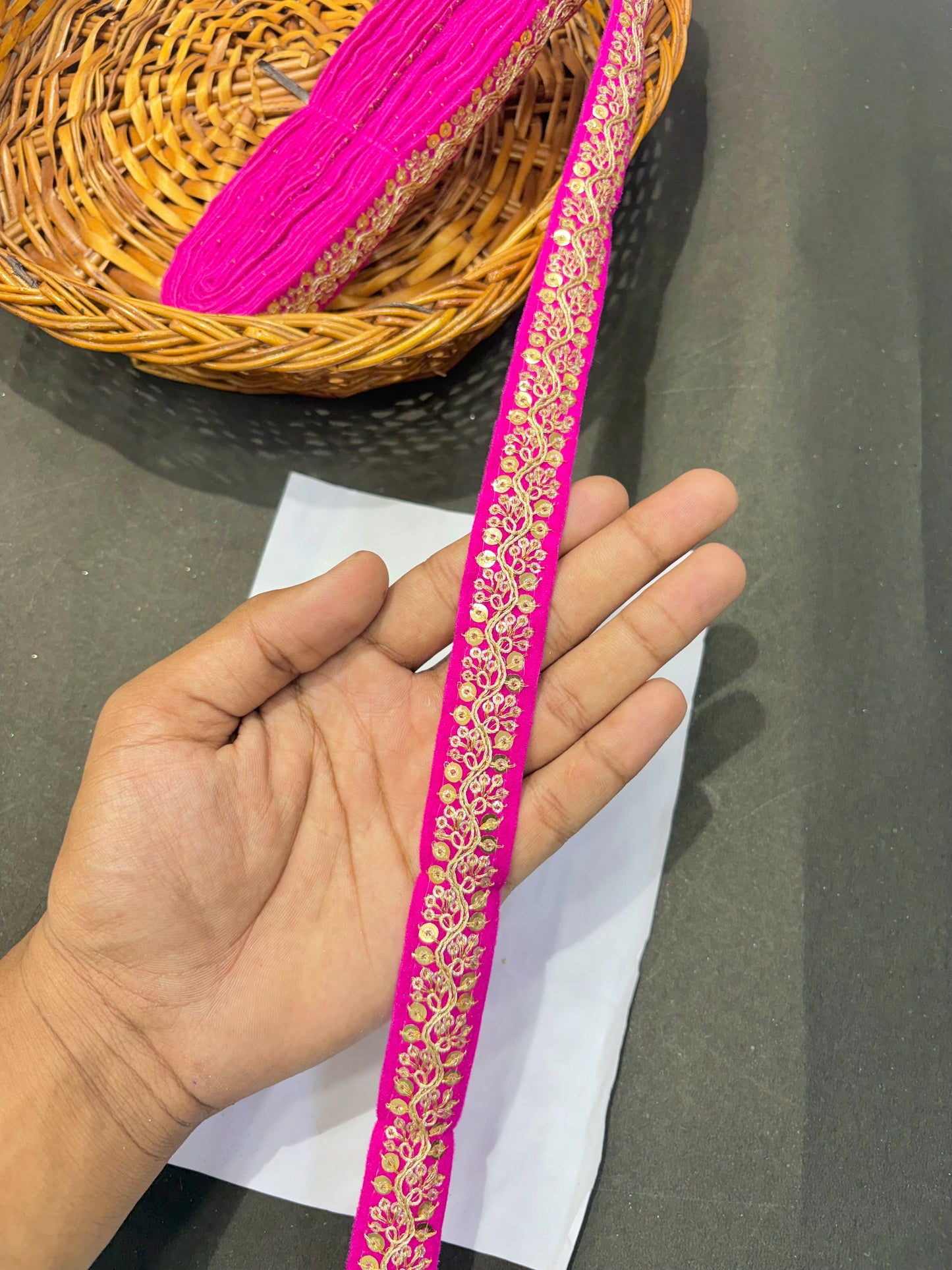 Fancy Embroidered Zari Lace Border for Saree, Dupatta, Lehenga, Dress & Craft – Golden Work Lace Trim Roll (Multiple Colors, 9 Meter)