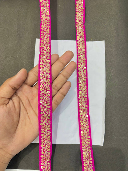 Fancy Embroidered Zari Lace Border for Saree, Dupatta, Lehenga, Dress & Craft – Golden Work Lace Trim Roll (Multiple Colors, 9 Meter)