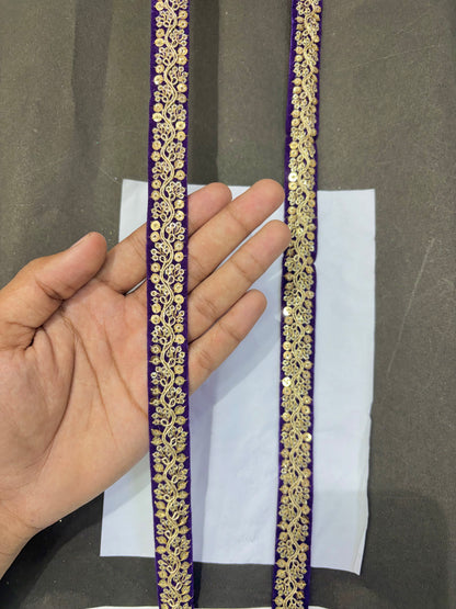 Fancy Embroidered Zari Lace Border for Saree, Dupatta, Lehenga, Dress & Craft – Golden Work Lace Trim Roll (Multiple Colors, 9 Meter)