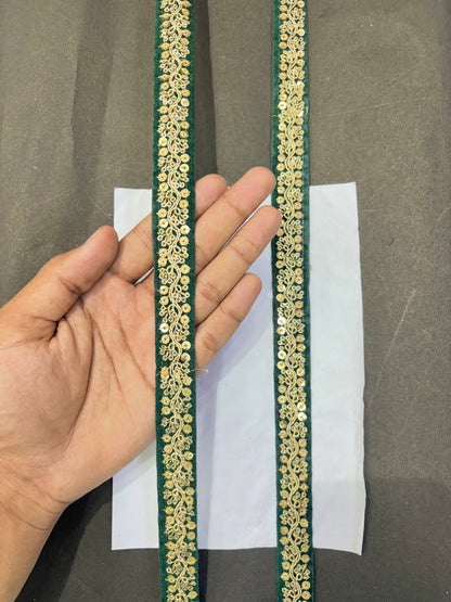 Fancy Embroidered Zari Lace Border for Saree, Dupatta, Lehenga, Dress & Craft – Golden Work Lace Trim Roll (Multiple Colors, 9 Meter)