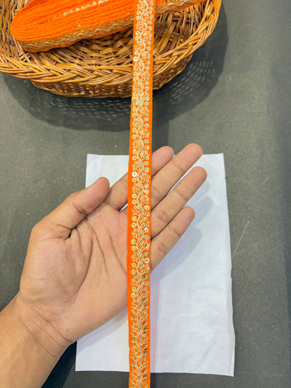 Fancy Embroidered Zari Lace Border for Saree, Dupatta, Lehenga, Dress & Craft – Golden Work Lace Trim Roll (Multiple Colors, 9 Meter)