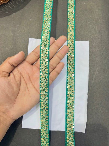 Fancy Embroidered Zari Lace Border for Saree, Dupatta, Lehenga, Dress & Craft – Golden Work Lace Trim Roll (Multiple Colors, 9 Meter)