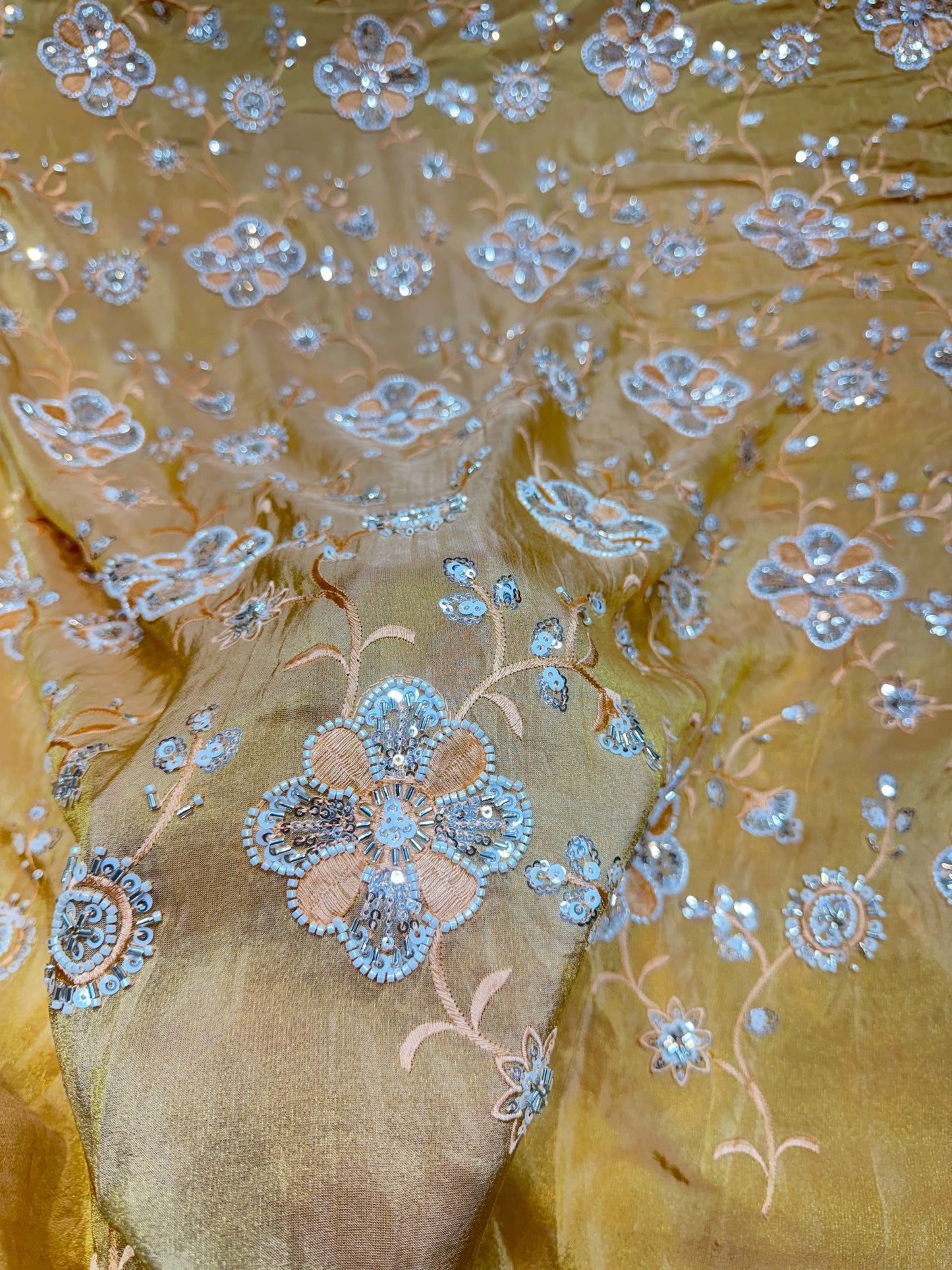 viscose  Tissue  hand work Embroidery 44 inch width