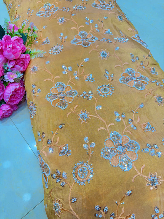 viscose  Tissue  hand work Embroidery 44 inch width