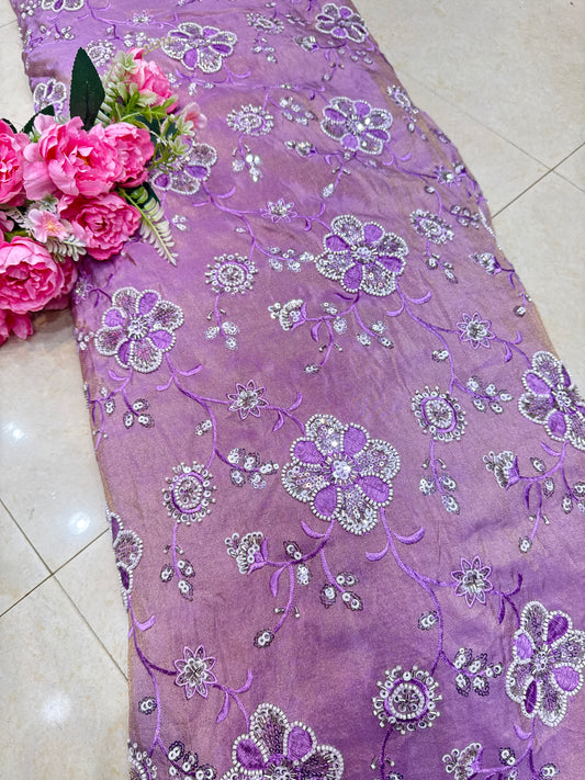 viscose  Tissue hand work Embroidery 44 inch width