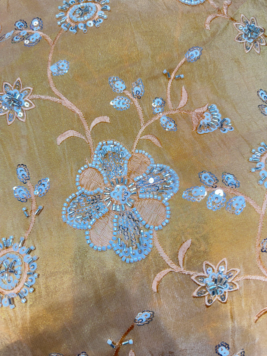 viscose  Tissue  hand work Embroidery 44 inch width