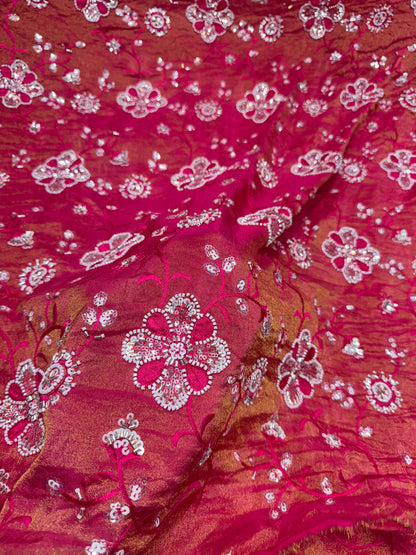 viscose  Tissue hand work Embroidery 44 inch width