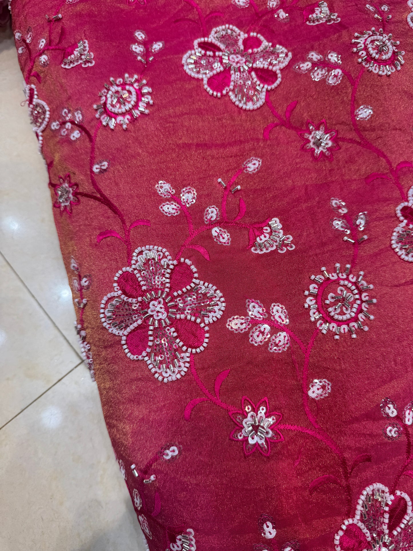 viscose  Tissue hand work Embroidery 44 inch width