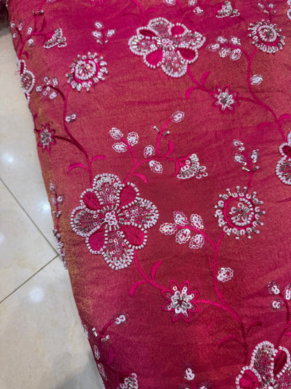 viscose  Tissue hand work Embroidery 44 inch width