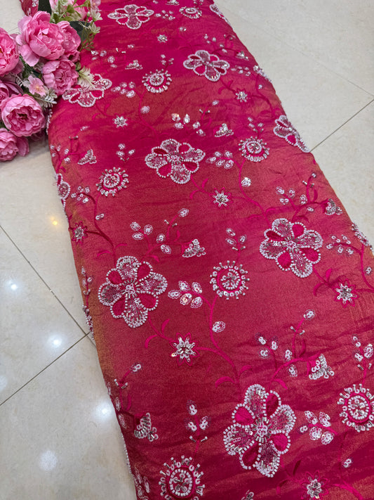 viscose  Tissue hand work Embroidery 44 inch width