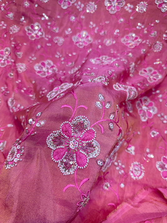 viscose  Tissue hand work Embroidery 44 inch width