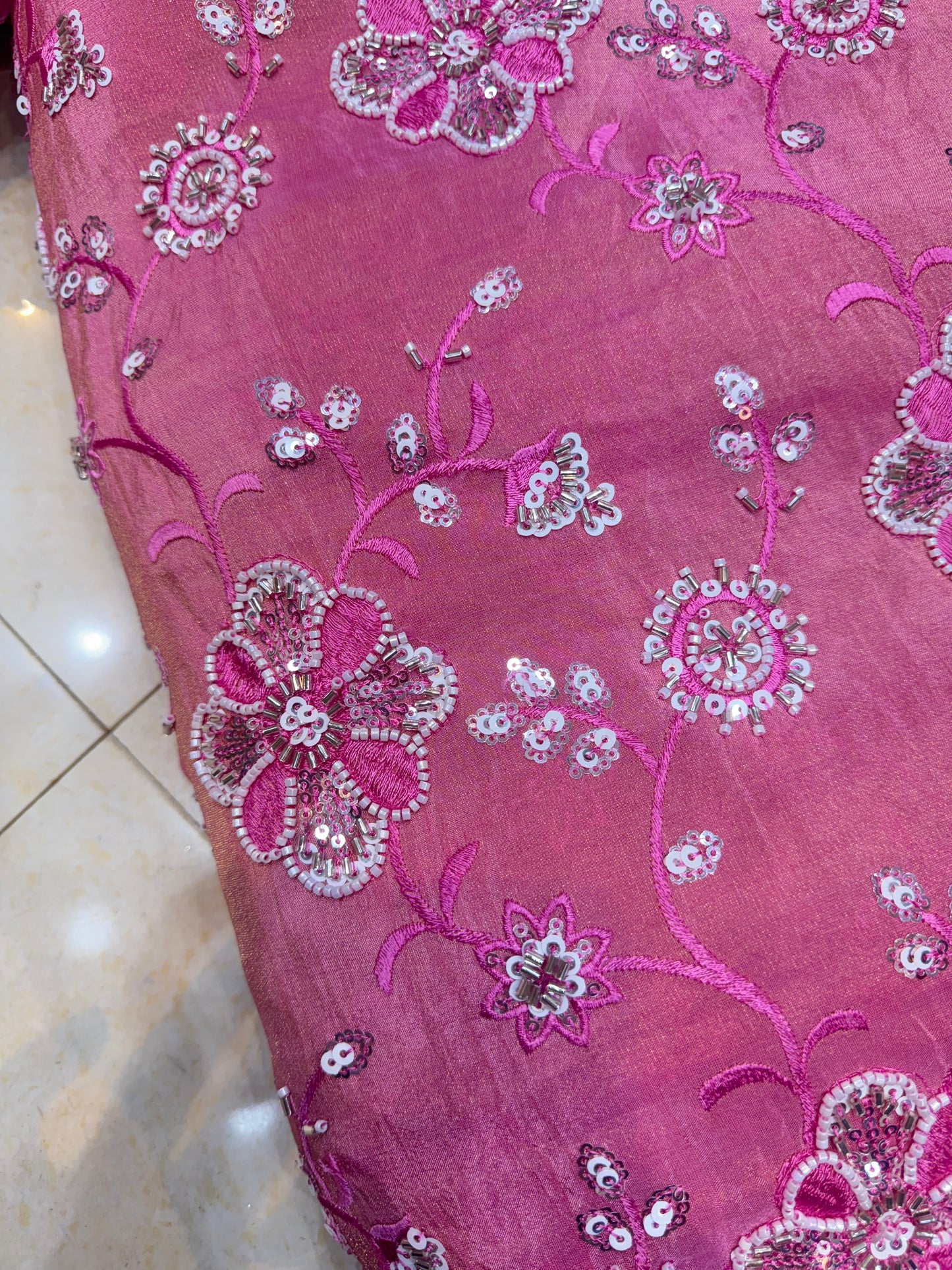 viscose  Tissue hand work Embroidery 44 inch width