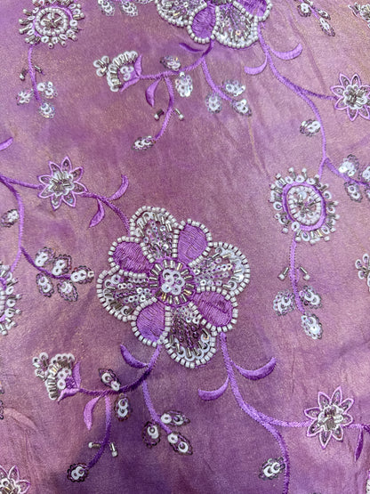 viscose  Tissue hand work Embroidery 44 inch width