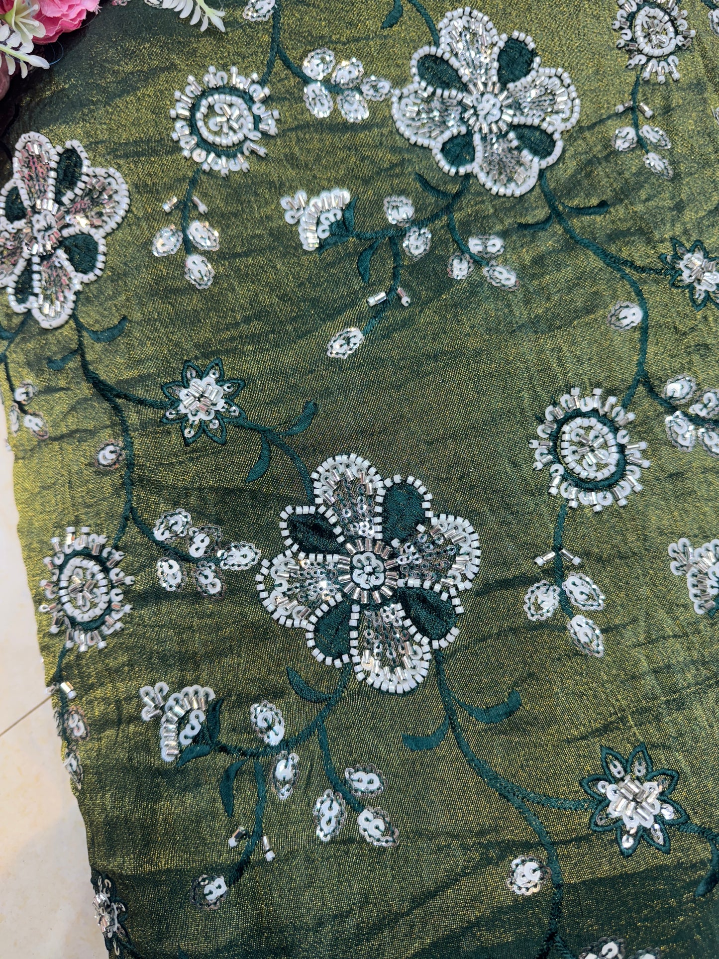 viscose  Tissue hand work Embroidery 44 inch width