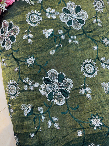 viscose  Tissue hand work Embroidery 44 inch width