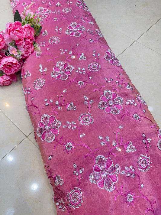 viscose  Tissue hand work Embroidery 44 inch width