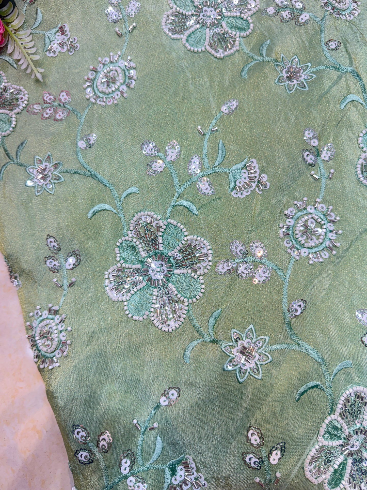 viscose  Tissue hand work Embroidery 44 inch width