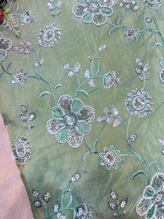 viscose  Tissue hand work Embroidery 44 inch width