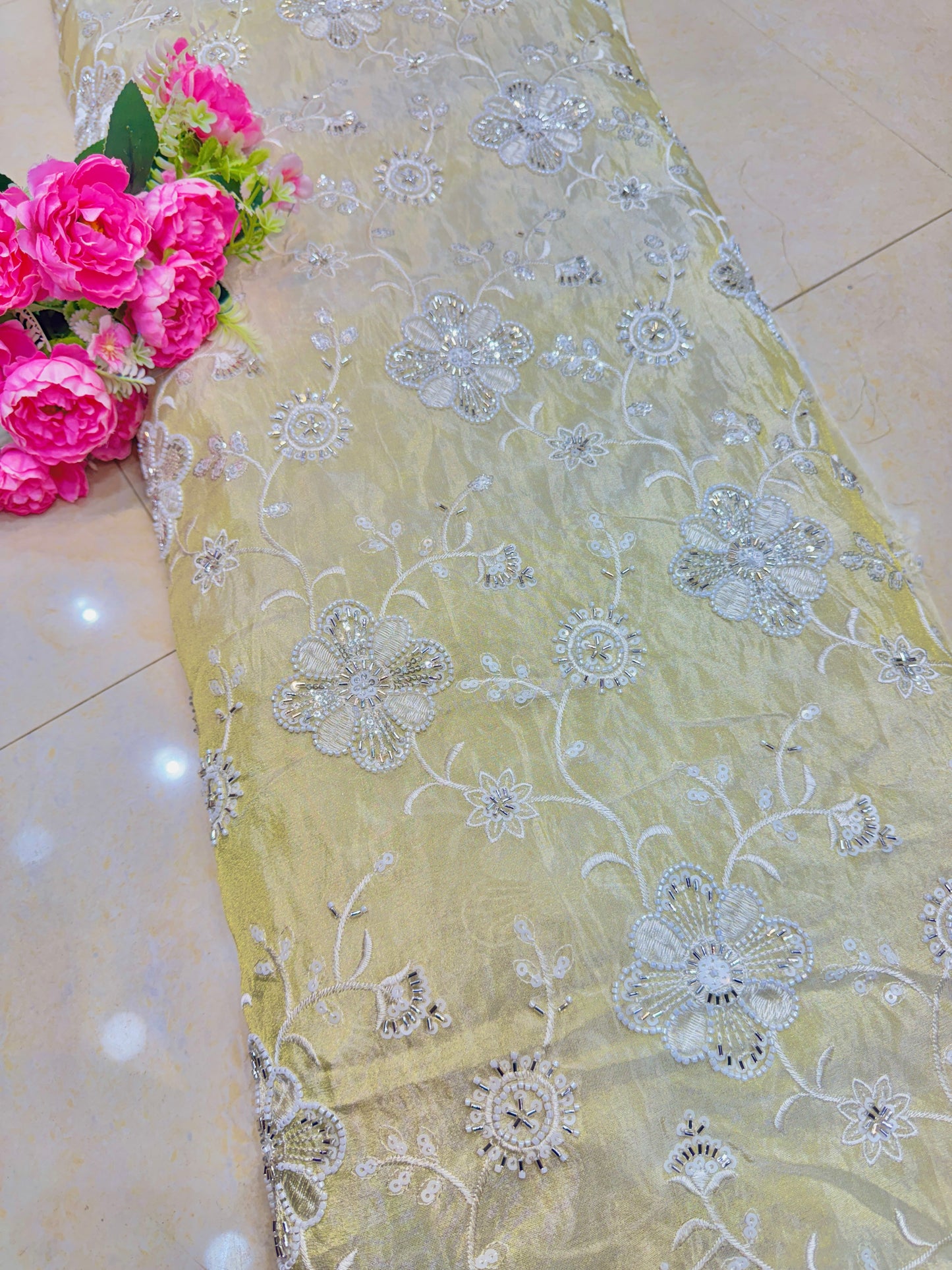 viscose  Tissue  hand work Embroidery 44 inch width