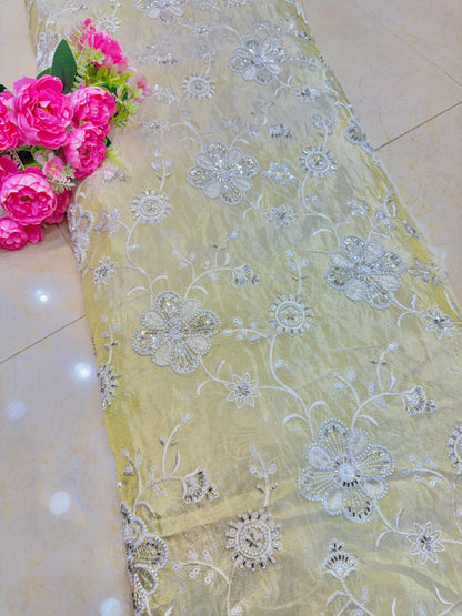 viscose  Tissue  hand work Embroidery 44 inch width