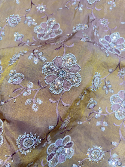 viscose  Tissue hand work Embroidery 44 inch width